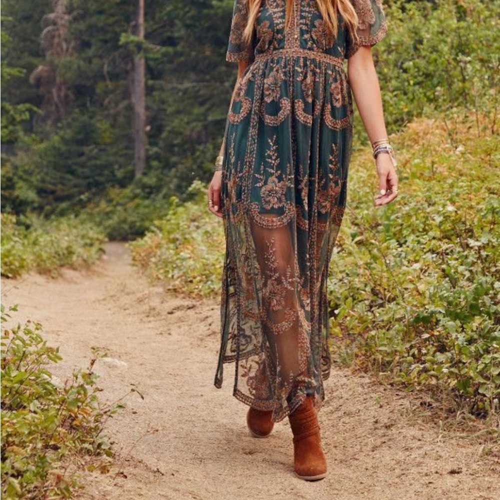 Altar'd State Navy and pink Maxi Dress